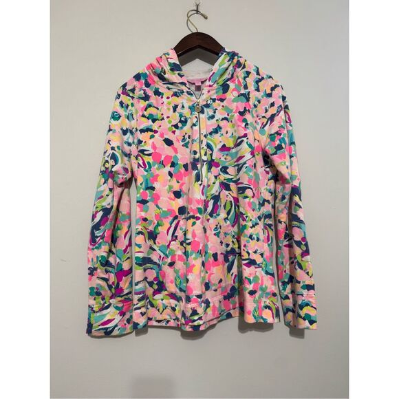 Lilly Pulitzer Skipper Popover Top Pina Colada UPF 50+ Size MEDIUM 1/4 Zip Pocke - Picture 1 of 9